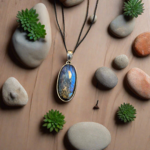 Hand Crafted Oval Labradorite Pendant Set In Sterling Silver