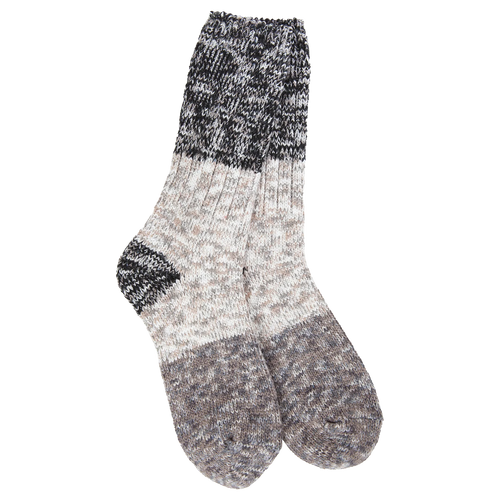 Crescent Sock Company Weekend Ragg Crew Colorblock- Stone CB Multi