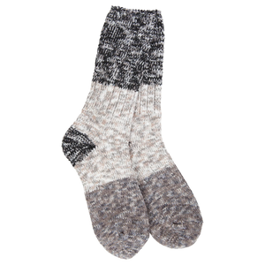 Crescent Sock Company Weekend Ragg Crew Colorblock- Stone CB Multi