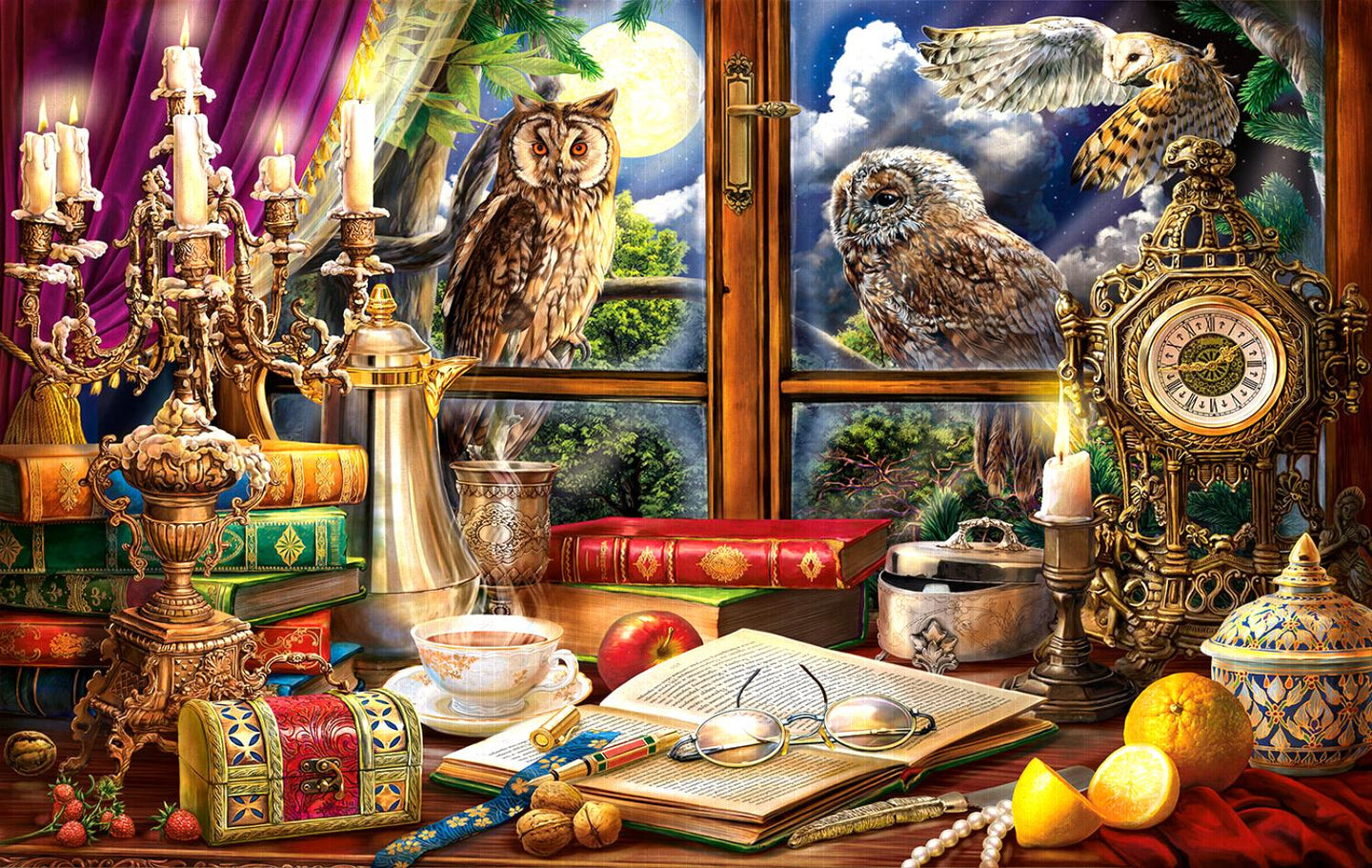 Sunsout Evening With Owls 550 Piece Puzzle