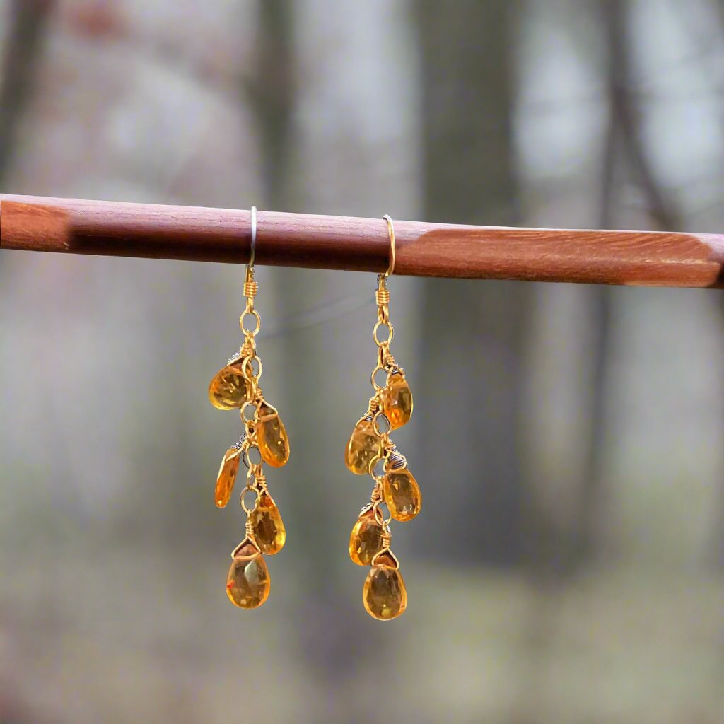 Pom Jewelry Citrine Earrings In Gold Fill- PECT4