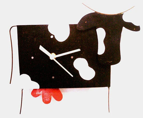 Oxidos Cow Wall Clock w/ Udder, Black