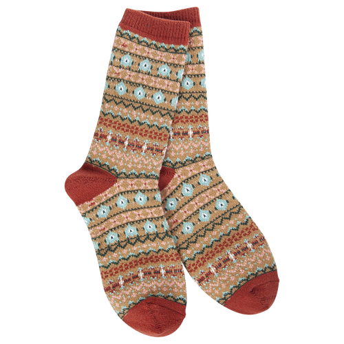 Crescent Sock Company Holiday Mini Crew- Nordic Brown