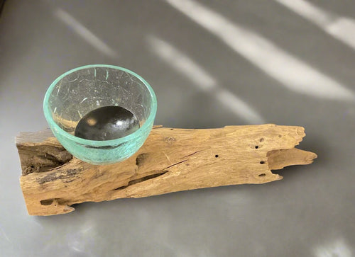 Glass and Driftwood Candle Holder 