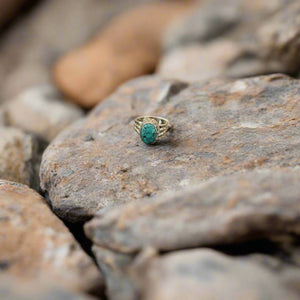 Hand Crafted Turquoise Ring Set In Sterling Silver-Size 8