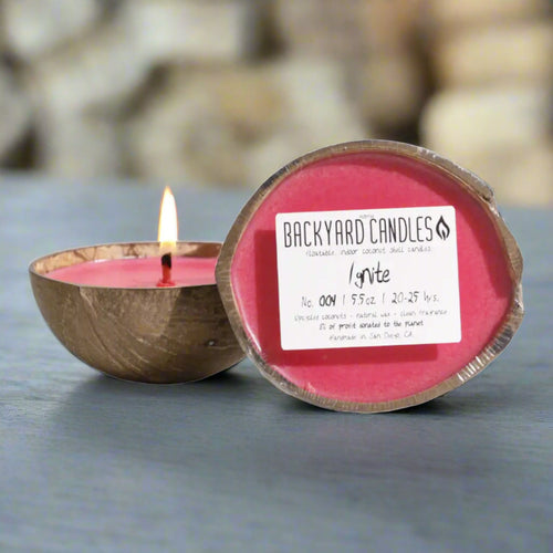 Backyard Candles 5.5oz Coconut Shell Candle- Ignite