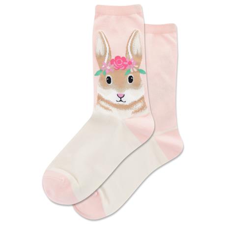 HOTSOX Women's Flower Crown Bunny Crew Socks