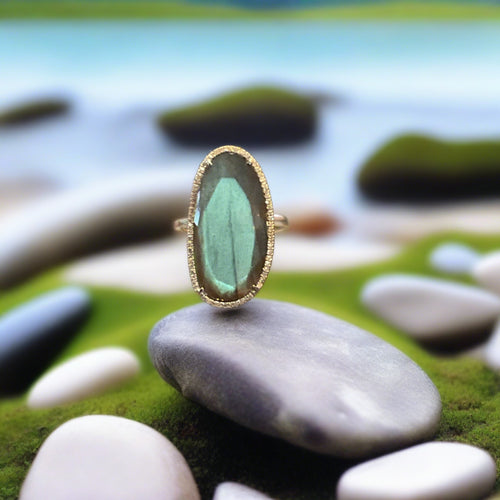 Liven Co. One Of A Kind Organic Shape Labradorite Ring- 14k White Gold