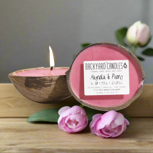 Backyard Candles 5.5oz Coconut Shell Candle- Magnolia & Peony