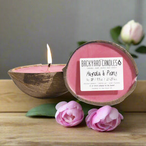 Backyard Candles 5.5oz Coconut Shell Candle- Magnolia & Peony
