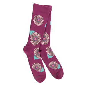 Crescent Sock Company Sensitive Support Fit Fashion Crew- Berry Sunflower