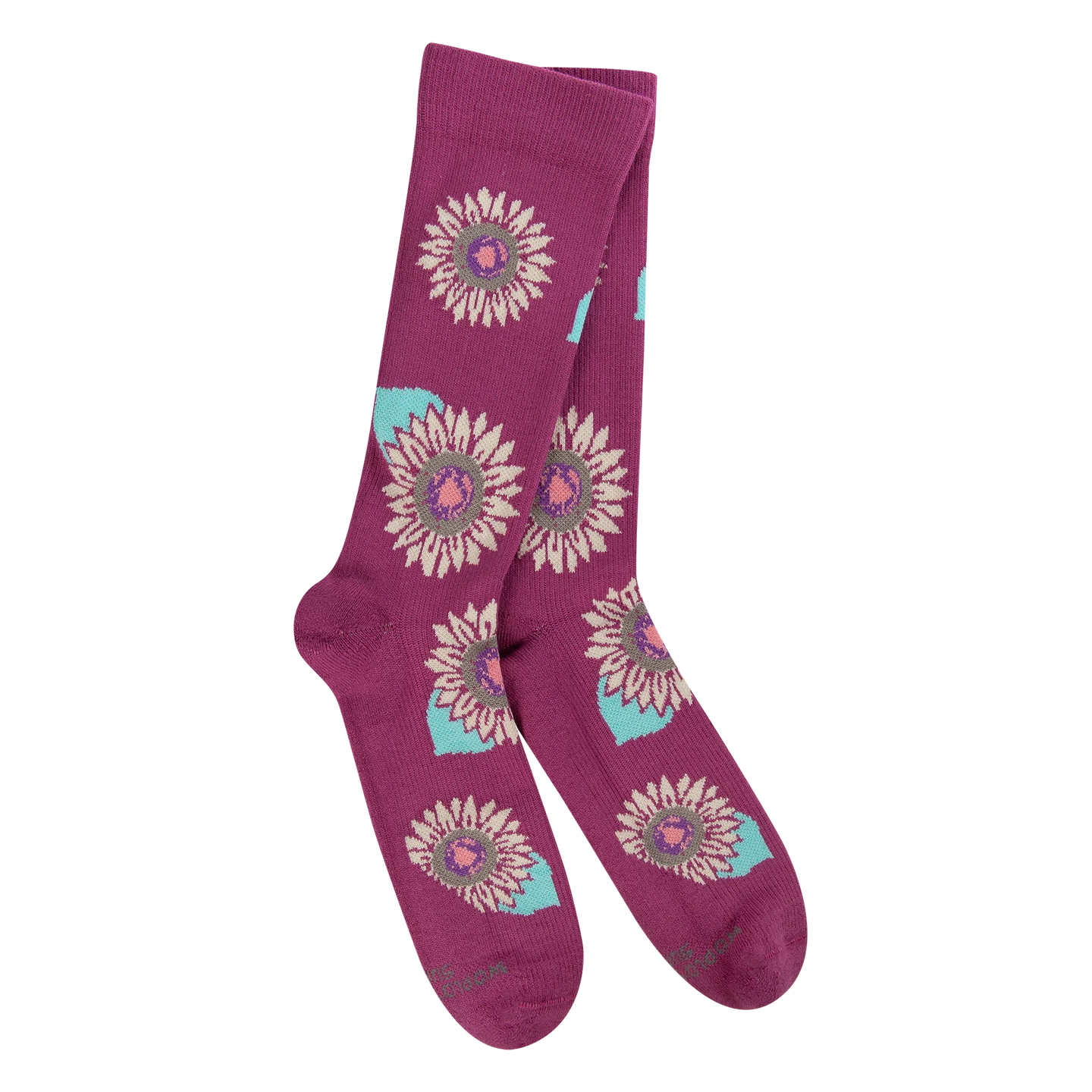 Crescent Sock Company Sensitive Support Fit Fashion Crew- Berry Sunflower