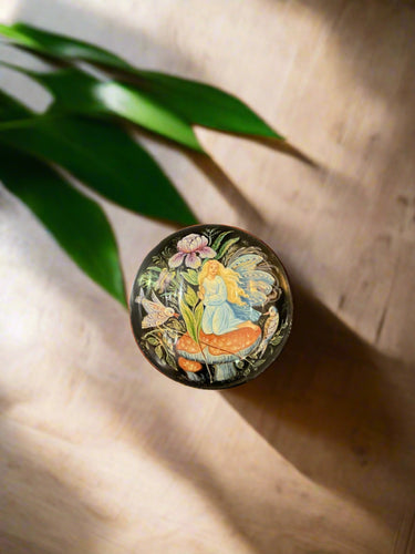 Russian Lacquer Box with a Fairy on Mushroom