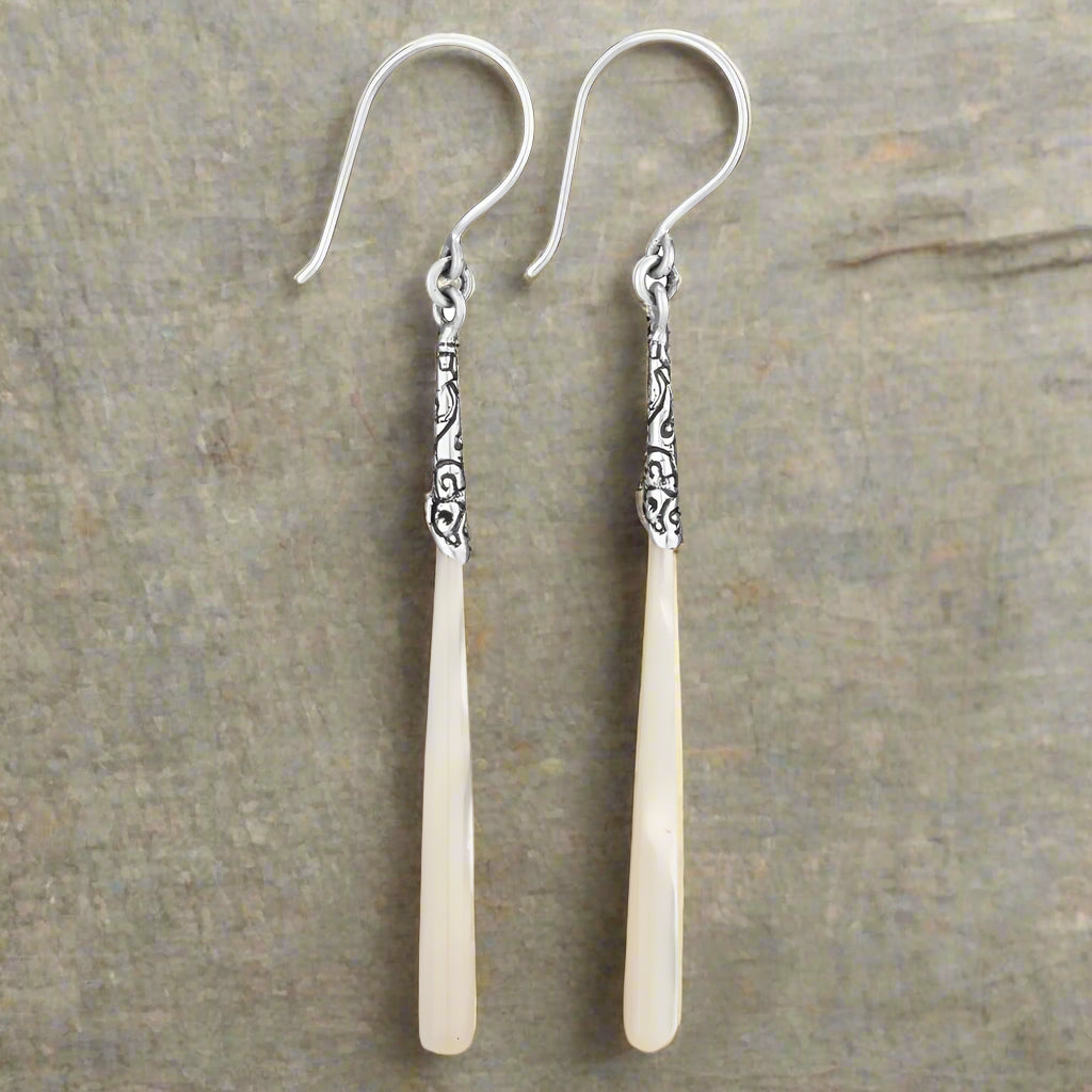 Tiger Mountain Long Mother of Pearl Earring