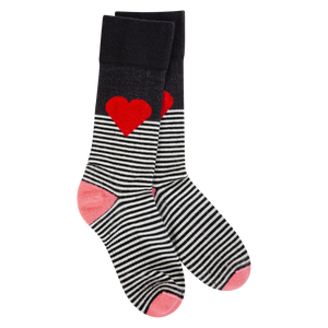 Crescent Sock Company Wool Black Multi Heart Woods Crew