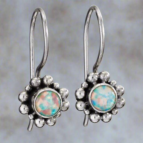 Tiger Mountain Jewelry Beaded Opal Sterling Silver Earrings-E4829