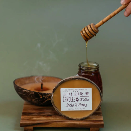 Backyard Candles 5.5oz Coconut Shell Candle- Smoke & Honey