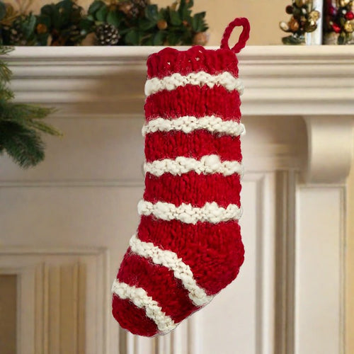 Tag Ltd. stripe knit stocking - red multi Media 1 of 1