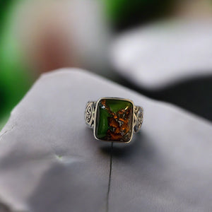 Leo Popper Glass Button Ring, Size 7