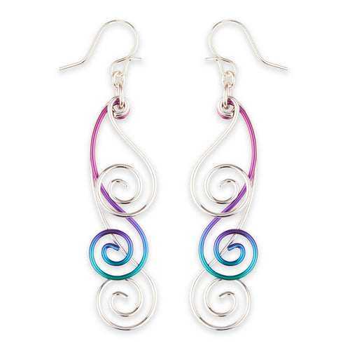 Mark Steel Jewelry Repeating Swirl Dangle Earrings- F51-sn