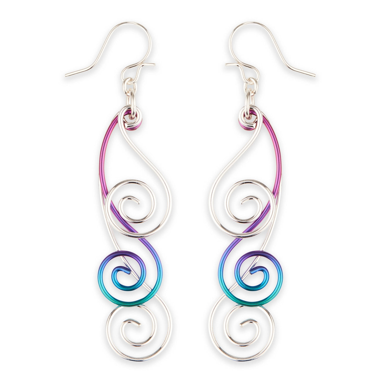 Mark Steel Jewelry Repeating Swirl Dangle Earrings- F51-sn