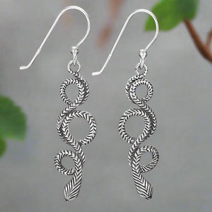 Tiger Mountain Slithering Snake Sterling Silver Dangle Earrings