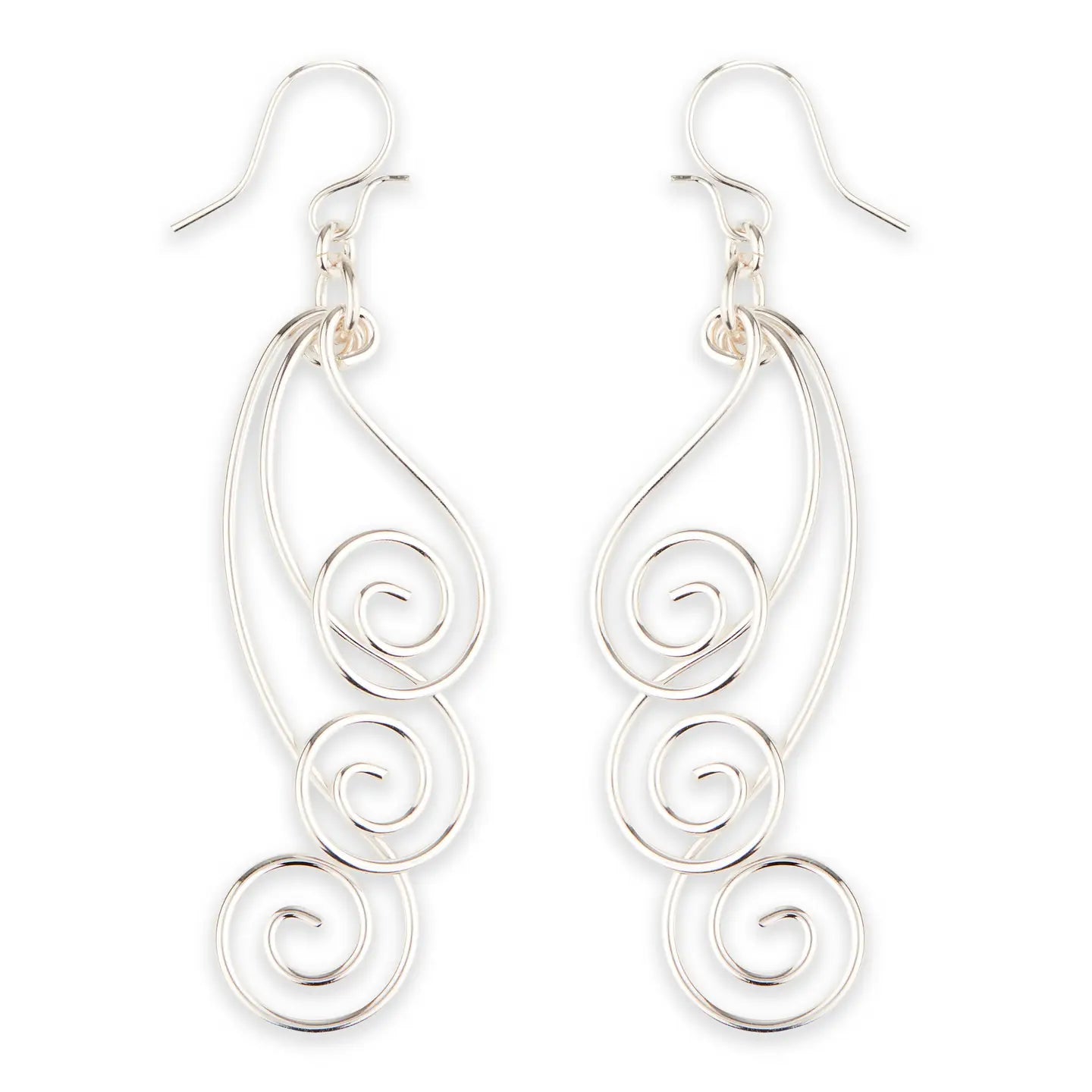 Mark Steel Jewelry Repeating Swirl Dangle Earrings-F51-ss