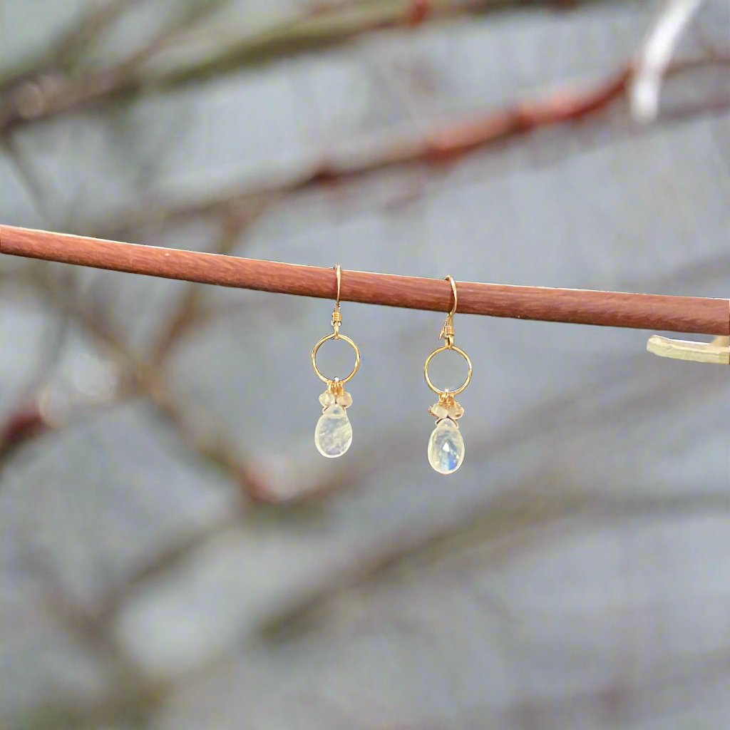 Pom Jewelry Moonstone Earrings Set In Gold Fill- PEMN9