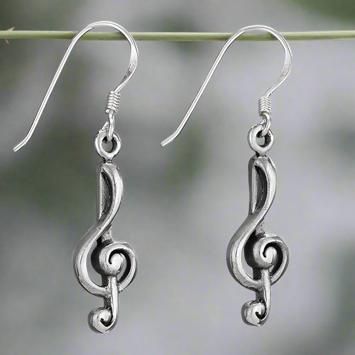 Tiger Mountain Jewelry Playing in the Band G Clef Sterling Silver Earrings-E3506