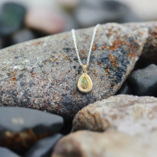 Hand Crafted Ethiopian Opal Pendant Set In Sterling Silver