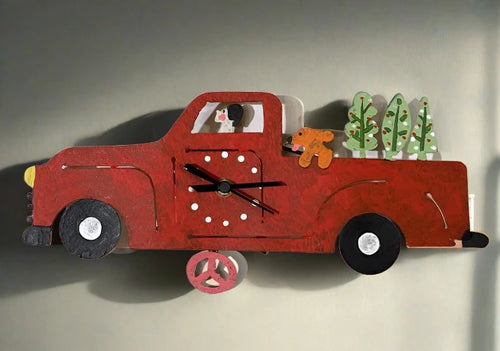 Oxidos Pickup Truck Wall Clock - Red