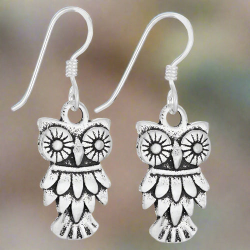 Tiger Mountain Big Eyed Owl Sterling Silver Earring