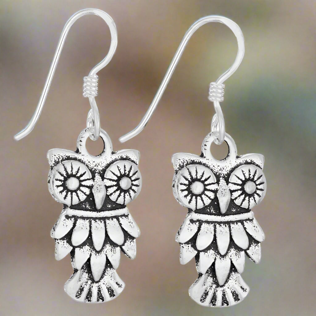 Tiger Mountain Big Eyed Owl Sterling Silver Earring