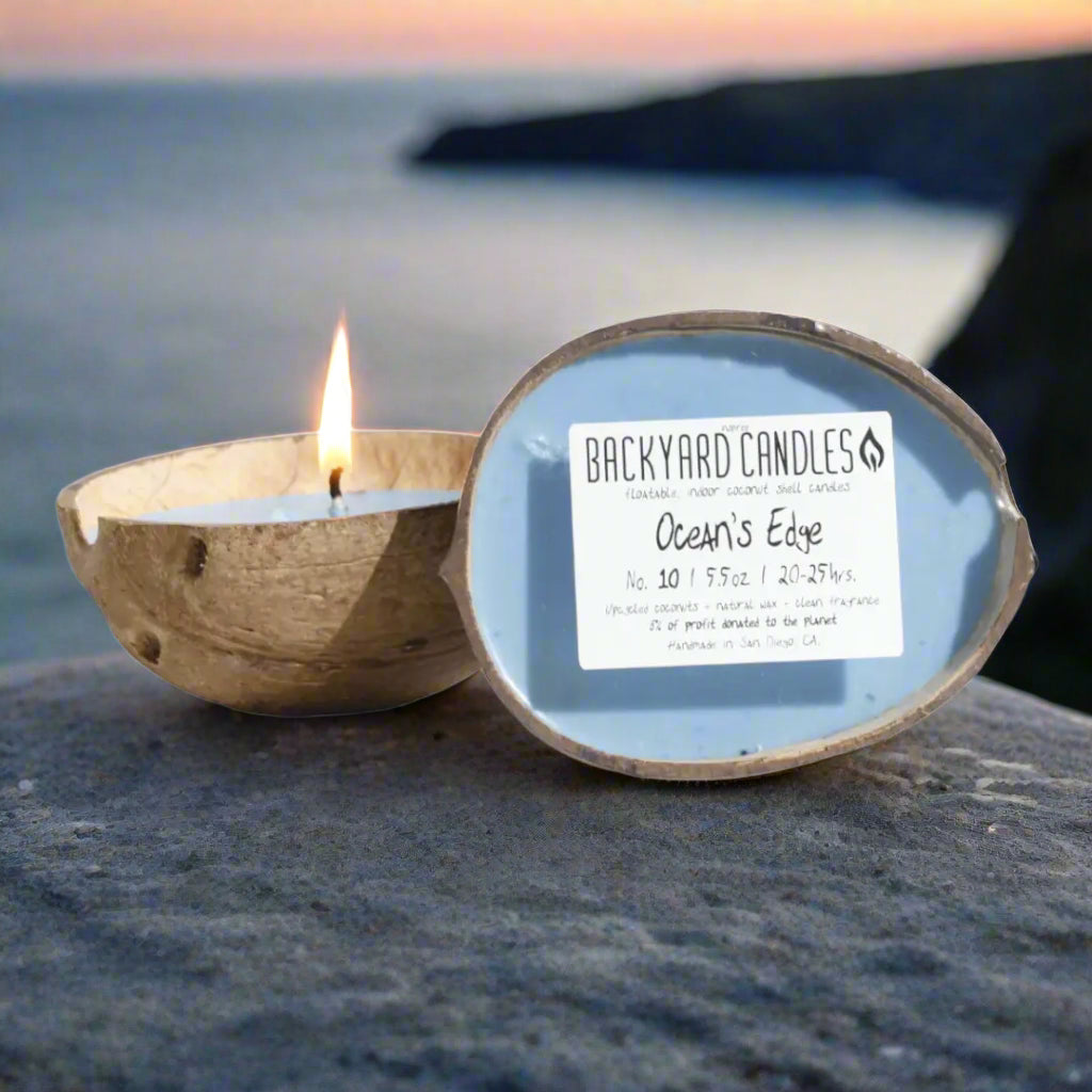 Backyard Candles 5.5oz Coconut Shell Candle- Ocean's Edge
