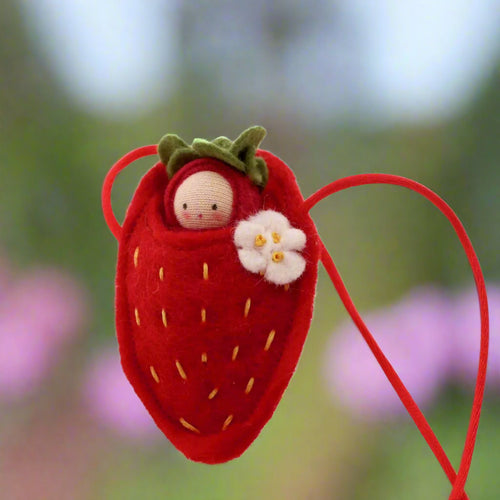 Fairy Shadow Red Strawberry Baby Necklace- Peach Skin