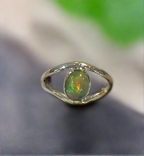 Ethiopian Welo Opal Ring Set In Sterling Silver-Size 8