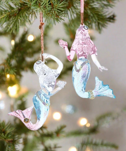 Kurt S. Adler Pink, Clear & Blue Mermaid Ornaments