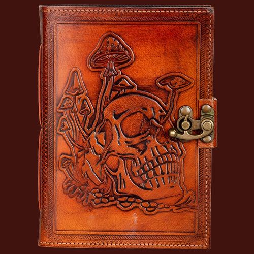 SKULL AND MUSHROOMS LEATHER JOURNAL