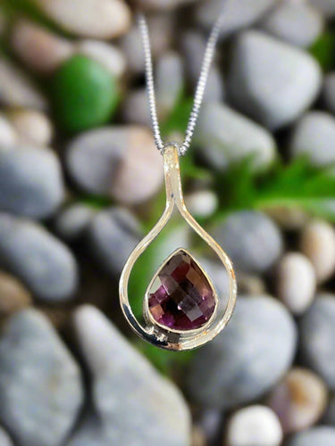 Hand Crafted Pear Shaped Amethyst Pendant Set In Sterling Silver