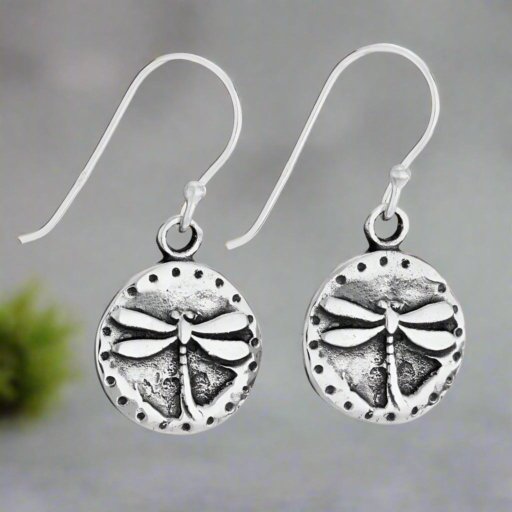 Tiger Mountain Global Gift Sterling Silver Dragonfly Coin Earrings