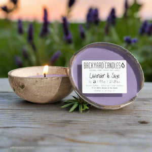 Backyard Candles 5.5oz Coconut Shell Candle- Lavender & Sage