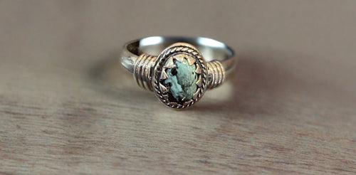 DeCorte Silver Hand Crafted Turquoise Ring Set In Sterling Silver-Size 7