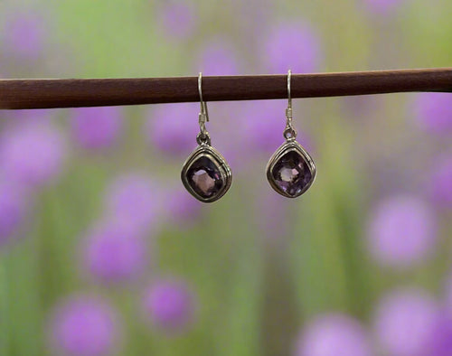 Hand Crafted Amethyst Earrings Set In Sterling Silver