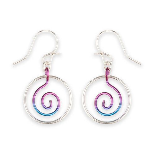 Mark Steel Jewelry Zoru Circled Earring Sterling Silver/Niobium-L9-sn