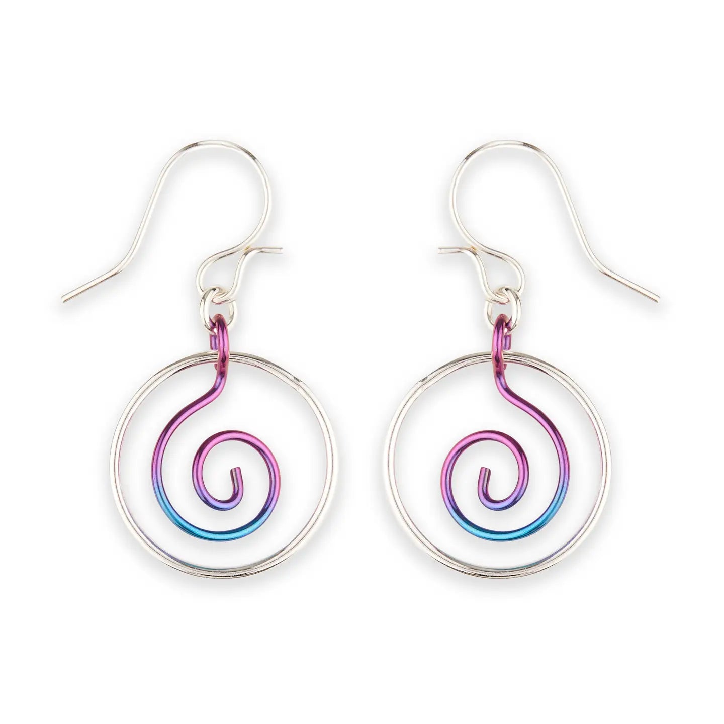 Mark Steel Jewelry Zoru Circled Earring Sterling Silver/Niobium-L9-sn
