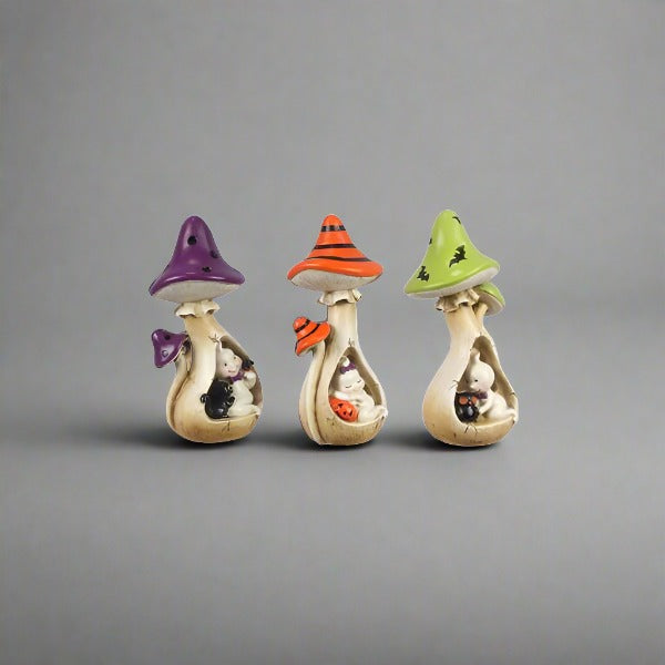 Youngs Inc. RESIN HALLOWEEN GHOST UNDER MUSHROOM WITH LED LIGHT