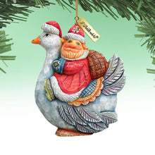Load image into Gallery viewer, Santa On Goose Sculpted Ornament by G. DeBrekht - 63127
