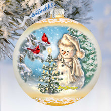 Load image into Gallery viewer, Glowing Snowman Lg Glass Ornament in Gold by Gelsinger - Christmas Decor - 73926G-DG
