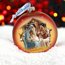 Load image into Gallery viewer, Born Under Bright Star Nativity Lg Glass Ornament by G. Debrekht - Nativity Holiday Decor - 73937
