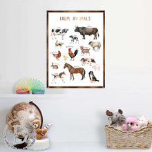 Load image into Gallery viewer, Farm Animals - Wooden Kids Room Decor - First day of school gift - ABC 123 Kids - Montessori Homeschool wooden poster I Educational Poster - Classroom Decor - 310215

